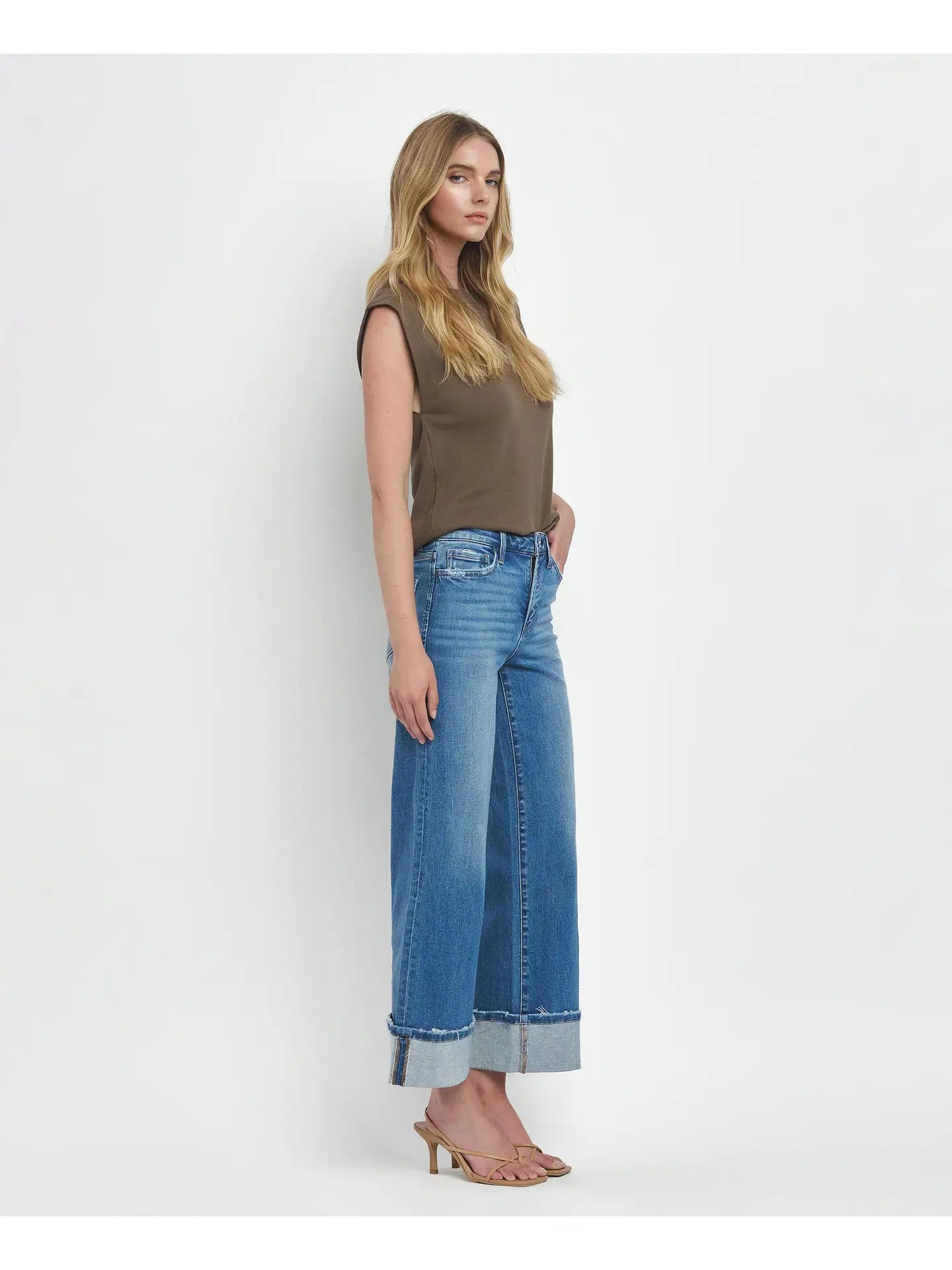 Flying Monkey High Rise Cuffed Wide Jeans - Simply Polished Boutique