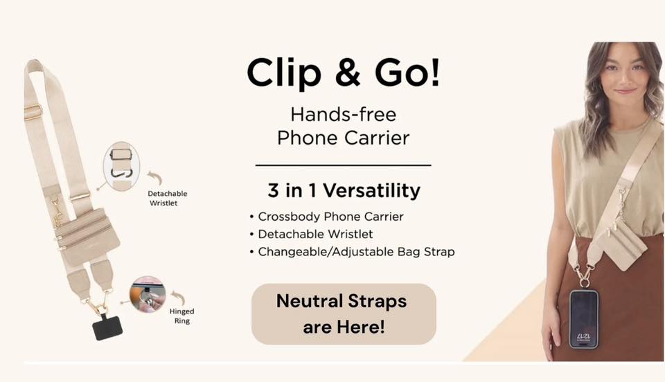 Clip & Go for your Phone- Solid Strap - Simply Polished Boutique