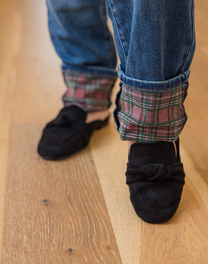 Judy Blue Plaid Cuff Boyfriend Jeans - Simply Polished Boutique