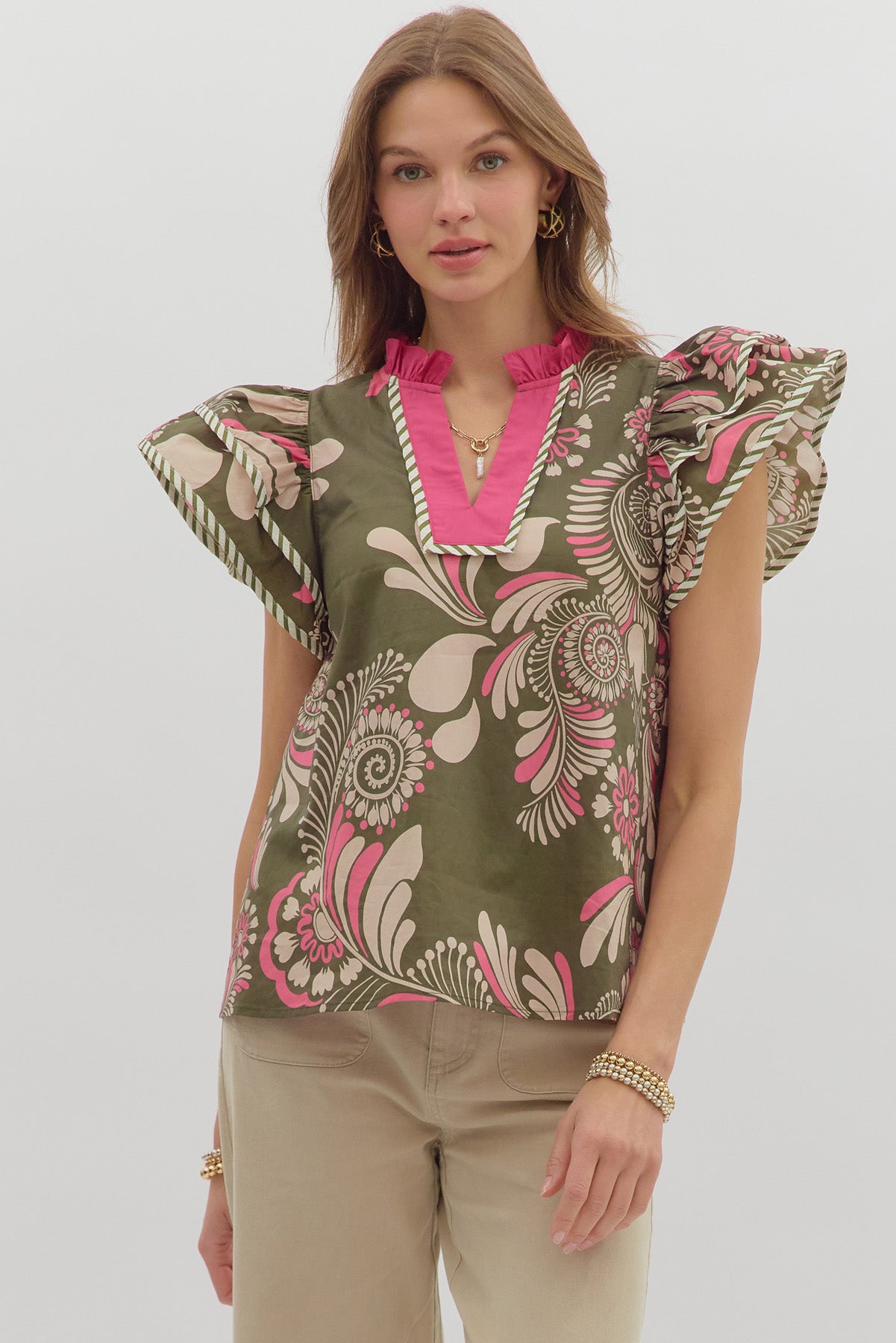 Paisley Flutter Tiered Top - Simply Polished Boutique
