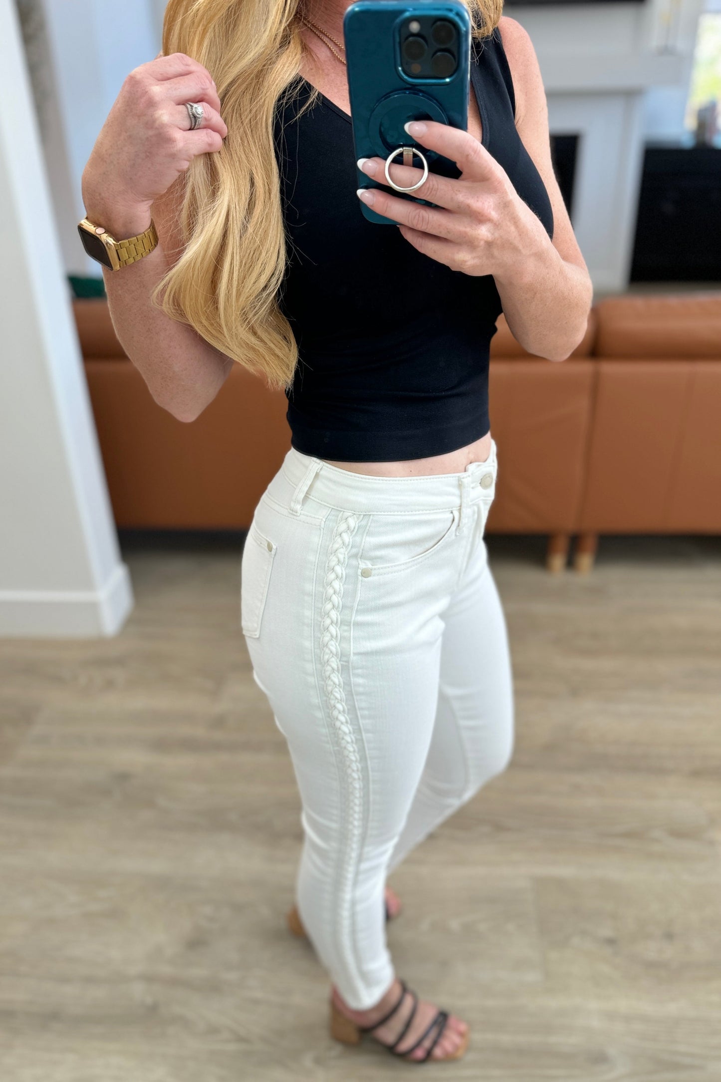 Maddie Mid Rise Braided Side Seam Relaxed Jeans - Simply Polished Boutique