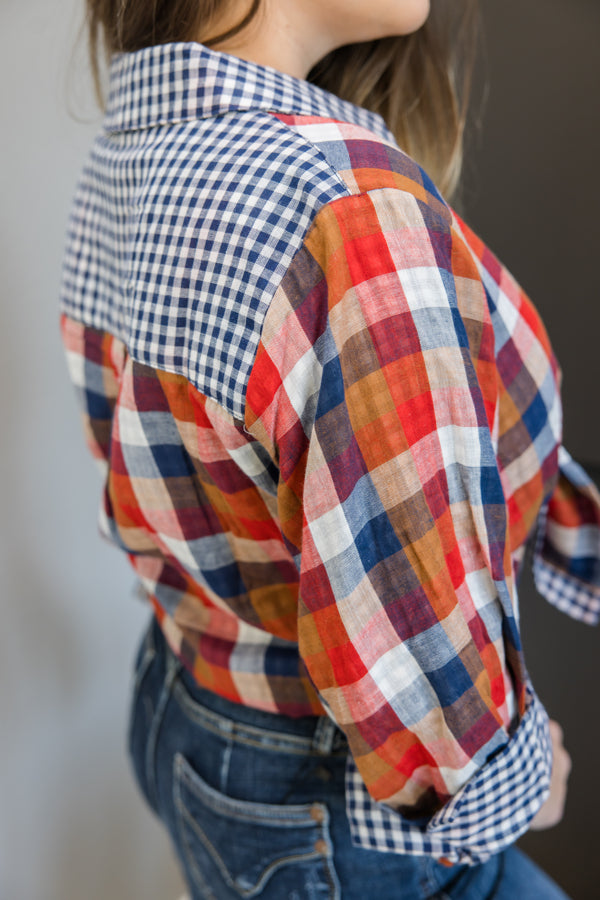 Plaid to Fall Button Up Top - Simply Polished Boutique