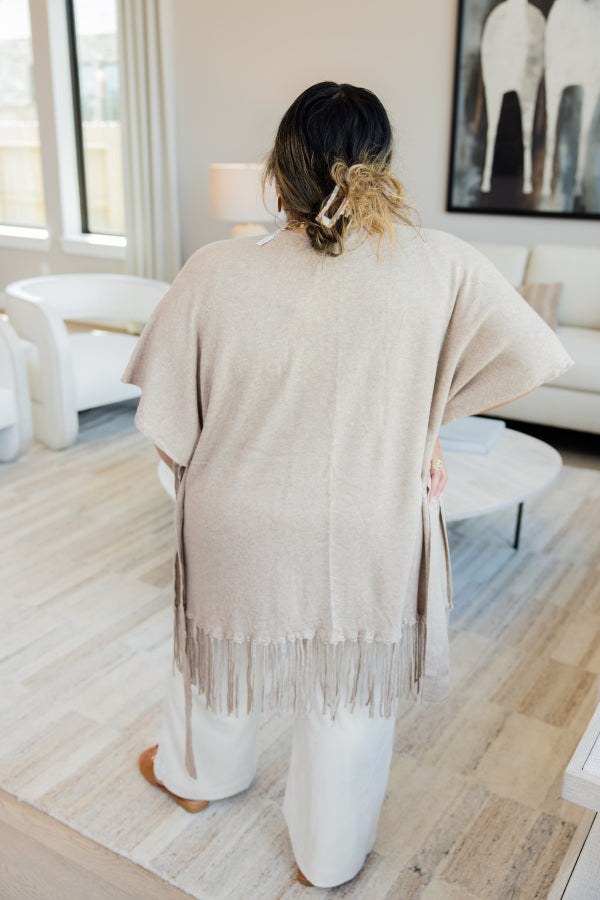 Wander Luxe Fringe Belted Poncho