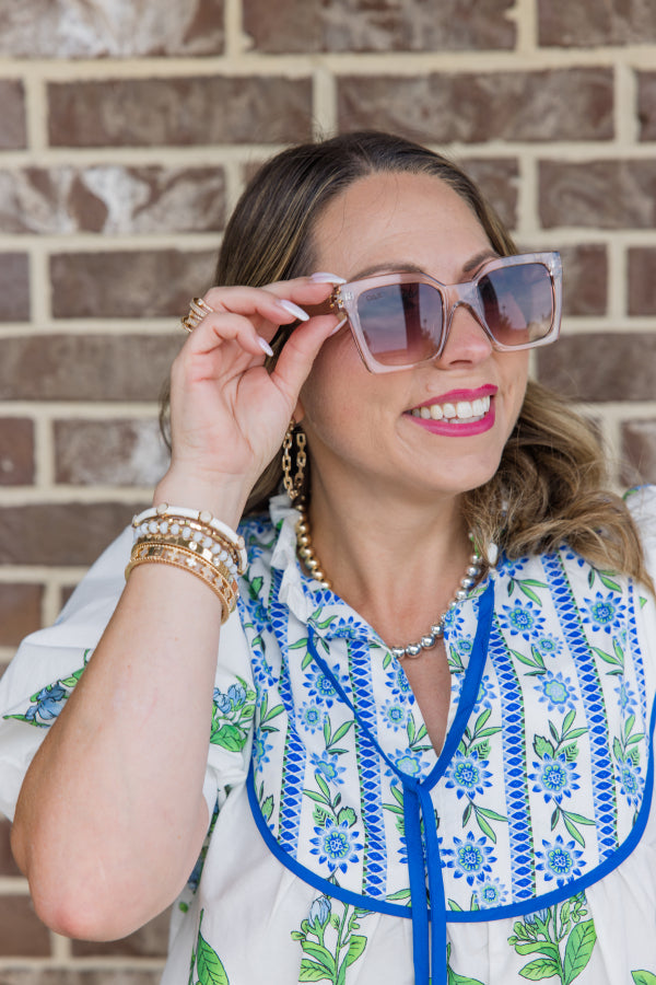 Blue Floral Top - Simply Polished Boutique