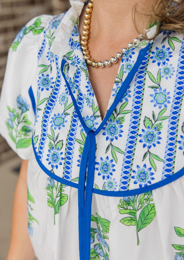 Blue Floral Top - Simply Polished Boutique