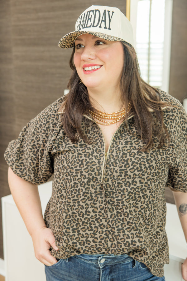 Wild Accent Half-Zip Top - Simply Polished Boutique