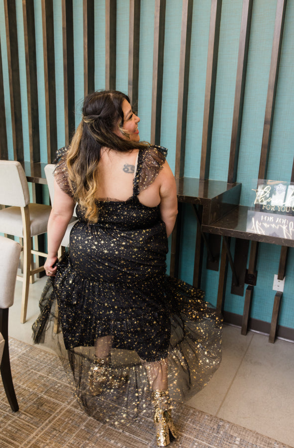 Golden Glow Mesh Dress