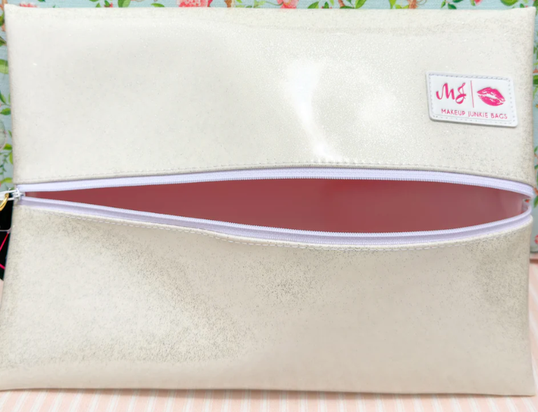 Makeup Junkie Bags - Creme Glitter Flat Lay (Ready to Ship) - Simply Polished Boutique