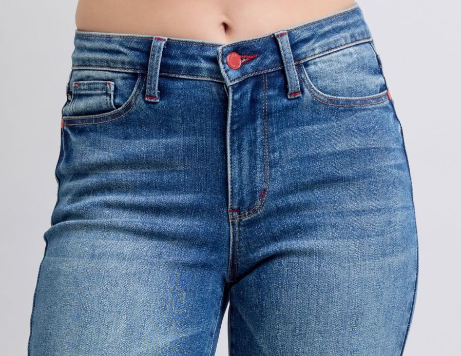 Judy Blue Plaid Cuff Boyfriend Jeans - Simply Polished Boutique