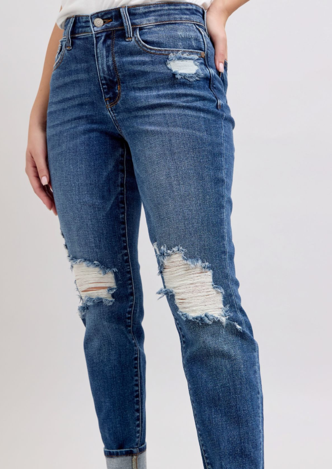 JB Mid-Rise Distroyed Boyfriend Jeans - Simply Polished Boutique