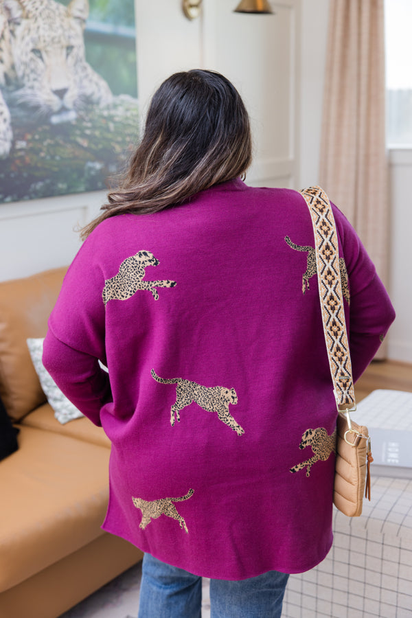 Plum Leopard Sweater - Simply Polished Boutique