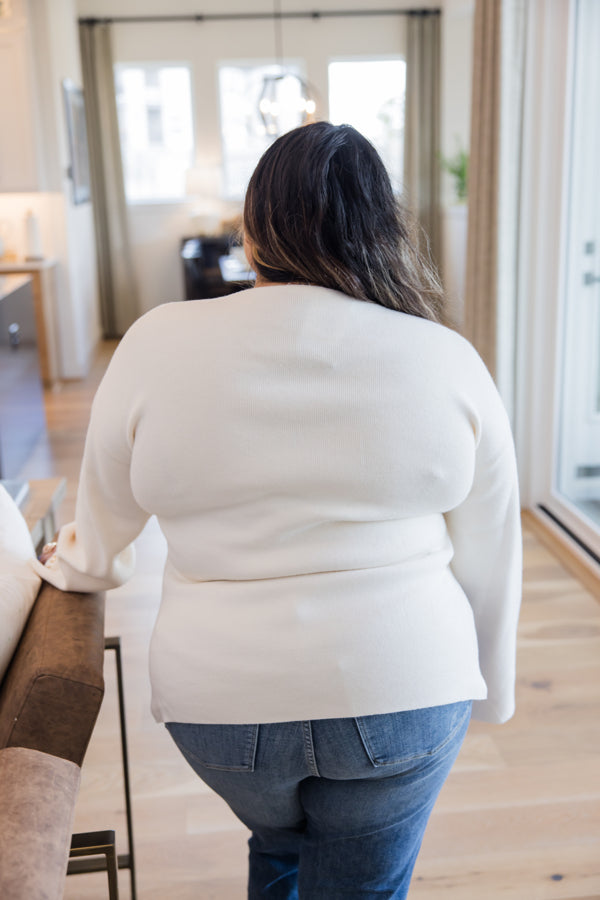 Golden Button Slit V-Neck Sweater - Simply Polished Boutique