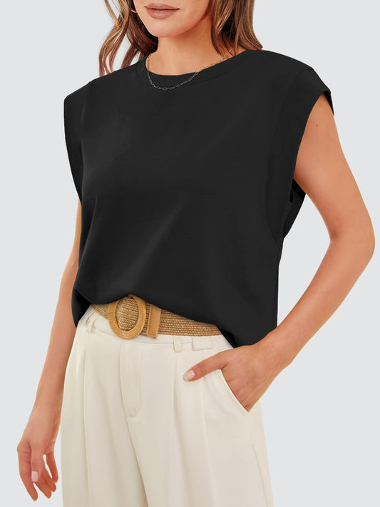 Round Neck Cap Sleeve Tank - Simply Polished Boutique