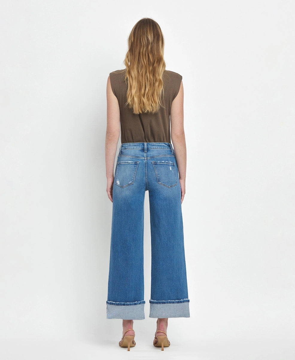 Flying Monkey High Rise Cuffed Wide Jeans - Simply Polished Boutique