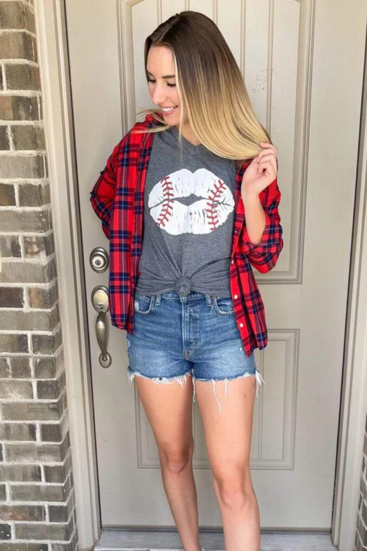 Baseball Lips Soft Tee Shirt - Simply Polished Boutique