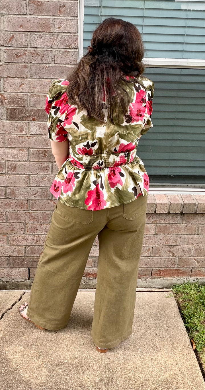 Painted Petals Wrap Top