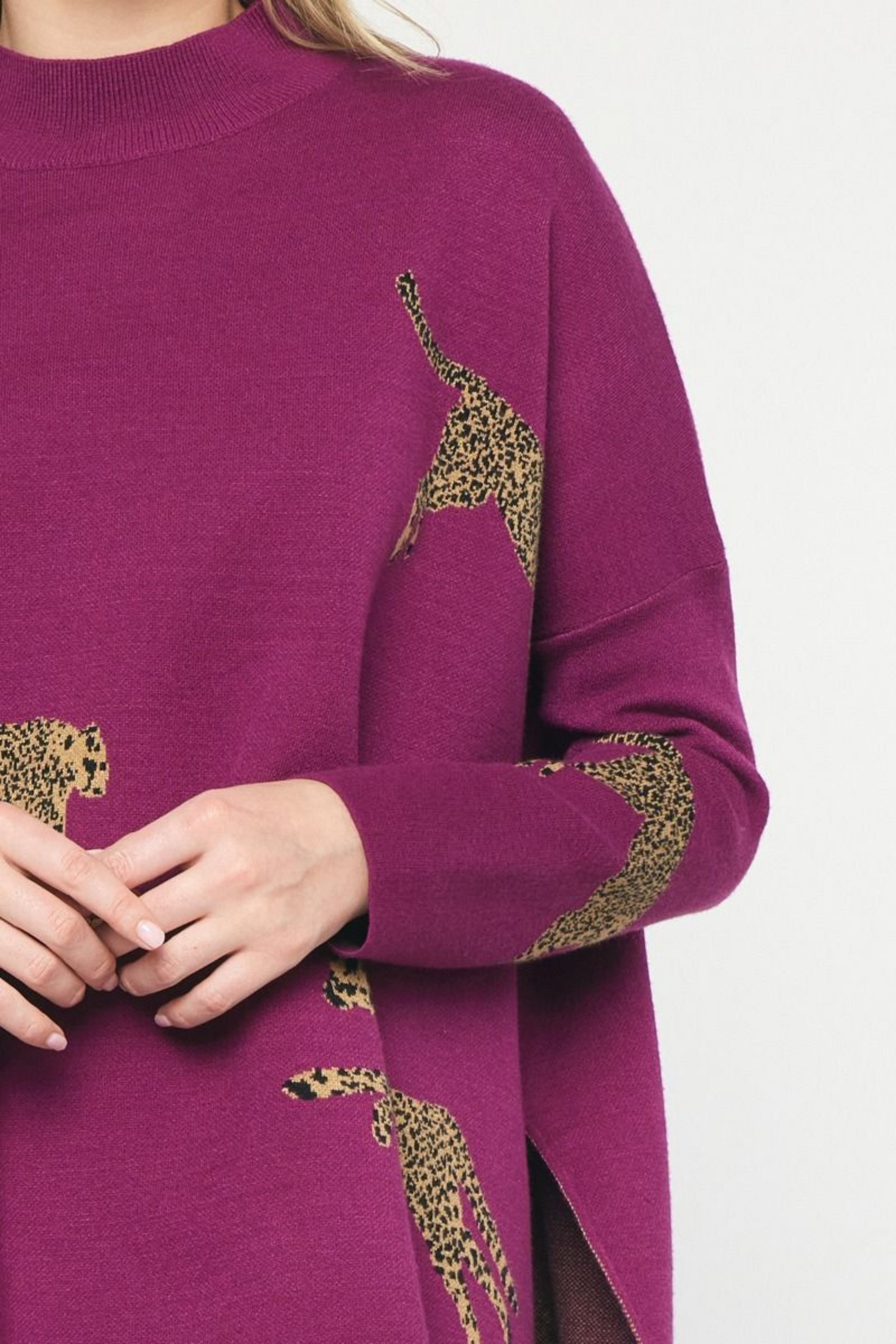 Plum Leopard Sweater - Simply Polished Boutique