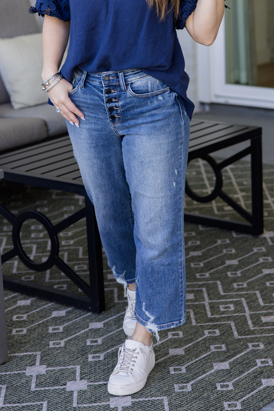 Judy Blue HW Button Fly Cropped Jeans - Simply Polished Boutique