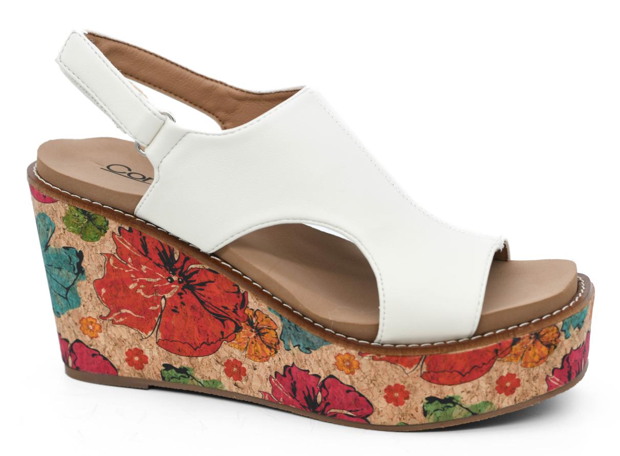 Corkys White Freddie Wedges