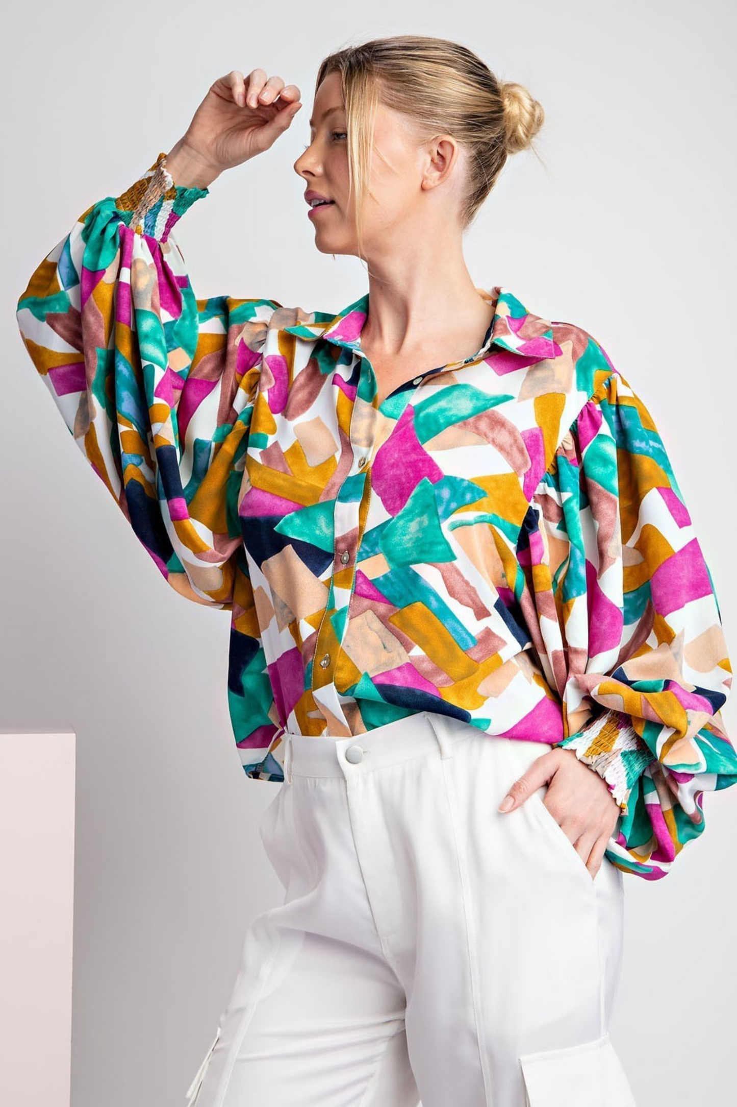 Geometric Button-up Top - Simply Polished Boutique
