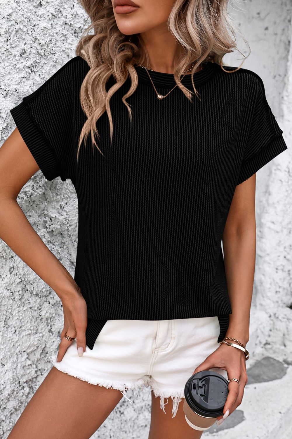 Striped Round Neck Short Sleeve T-Shirt - Simply Polished Boutique