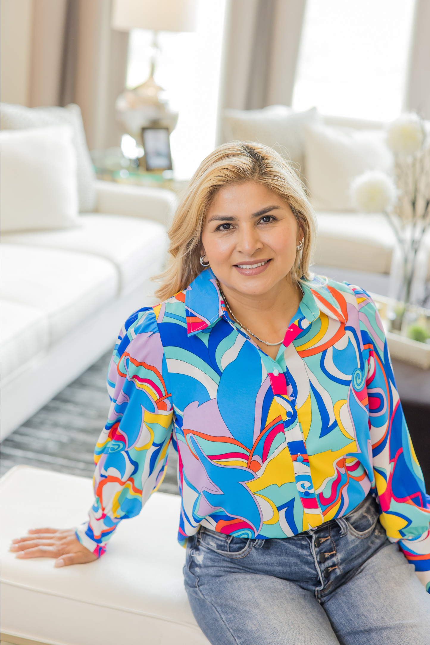 Vivid Visions Button-Down Blouse