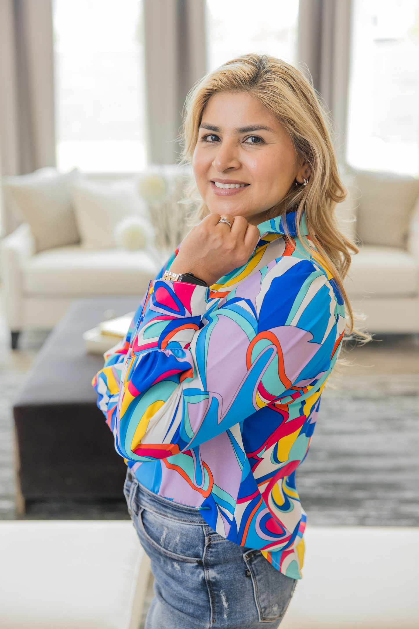 Vivid Visions Button-Down Blouse
