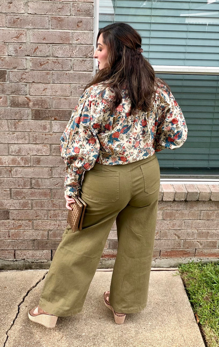 Polished Path Wide Leg Pants – Olive