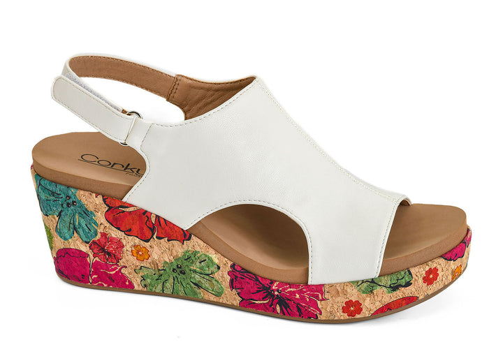 Corkys Carley White Floral Wedge - Simply Polished Boutique