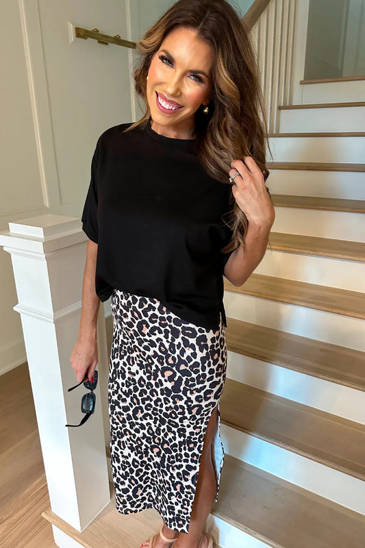 Leopard Printed Midi Skirt - Simply Polished Boutique