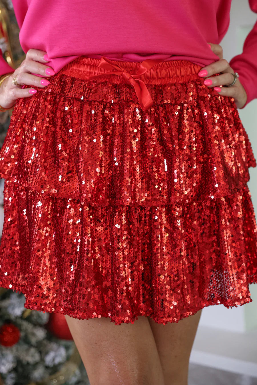 Scarlet Spark Sequin Skort