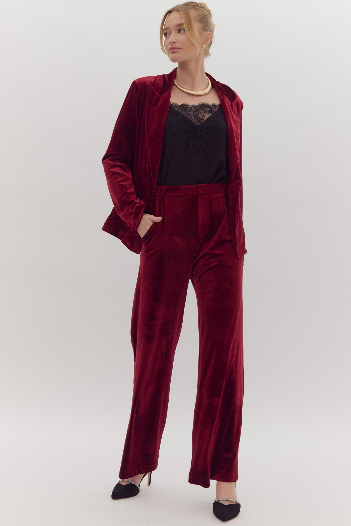 Sophia Velvet Wide-Leg Pants