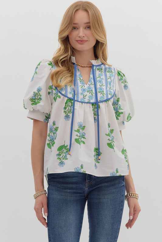 Blue Floral Top