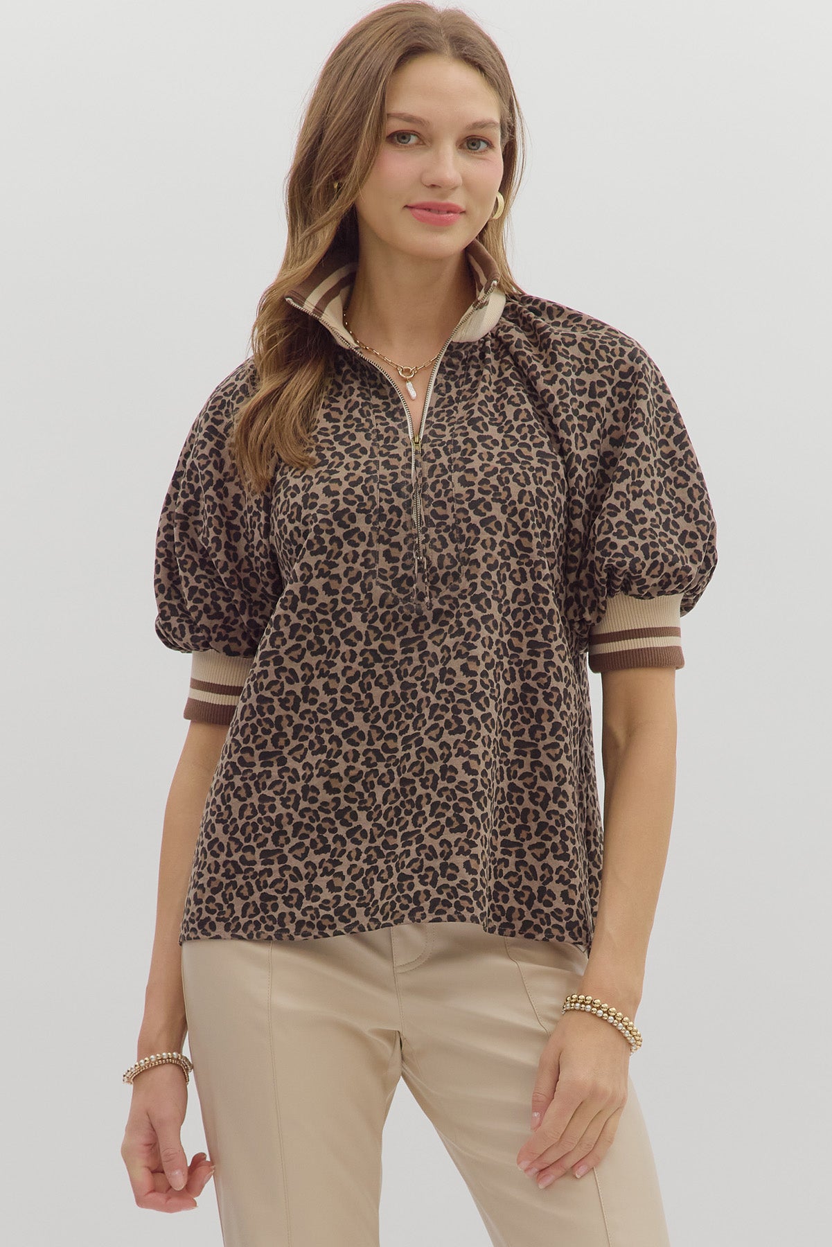 Wild Accent Half-Zip Top - Simply Polished Boutique