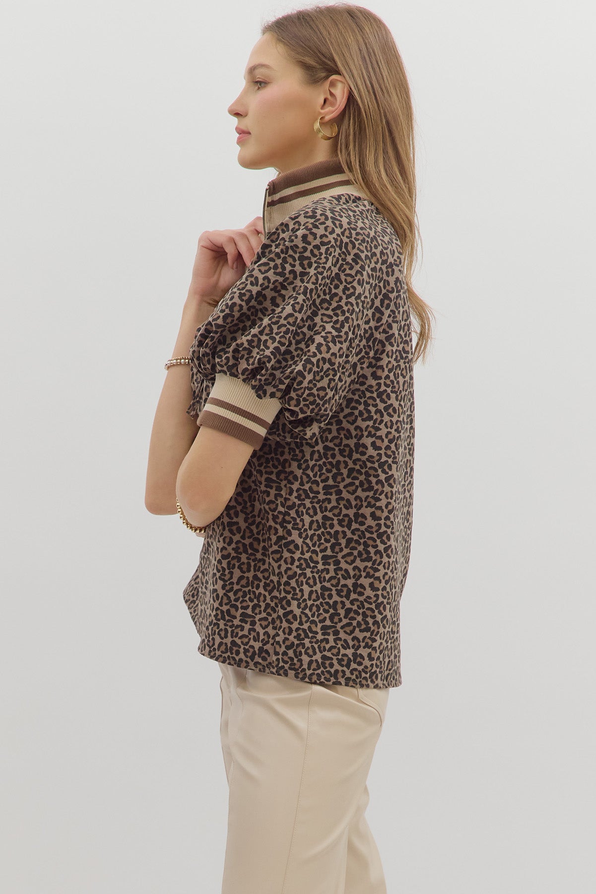 Wild Accent Half-Zip Top - Simply Polished Boutique