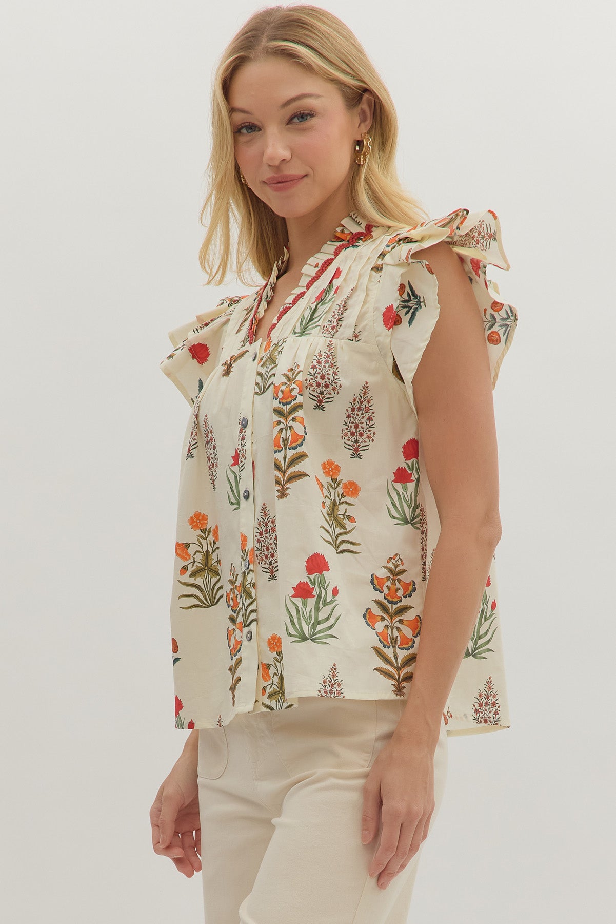 Beyond Ruffle Neck Top - Simply Polished Boutique
