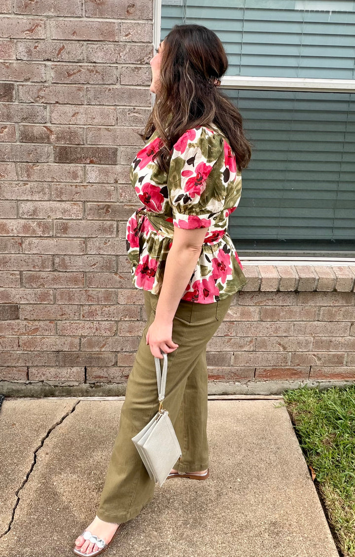 Painted Petals Wrap Top