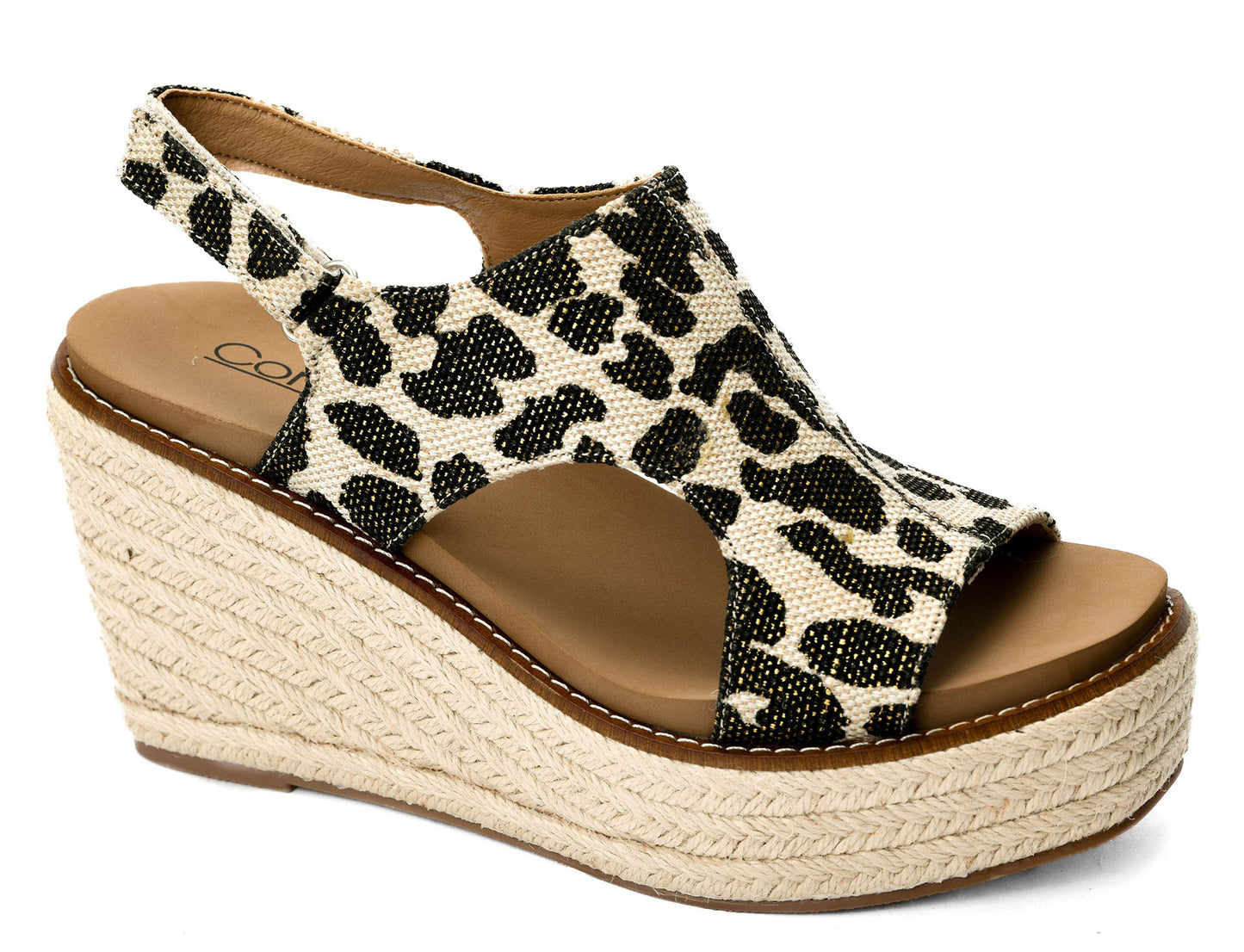 Corkys Black Leopard Freddie Wedges