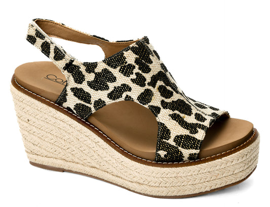 Corkys Black Leopard Freddie Wedges