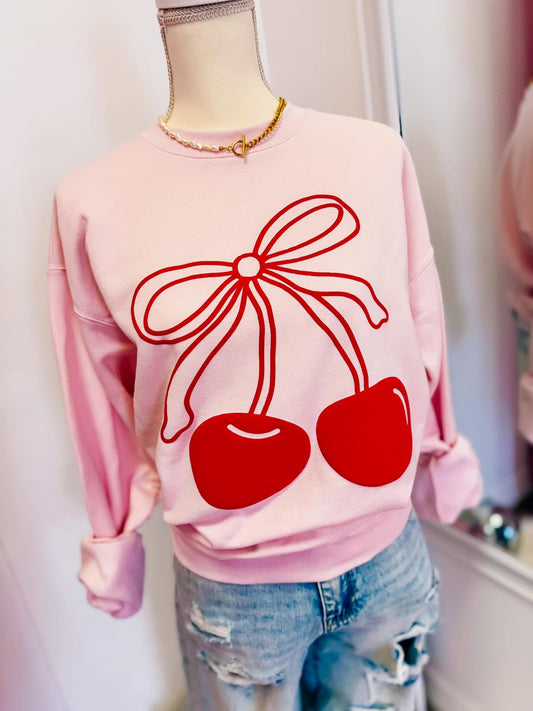 Cherry Puff Sweater - Simply Polished Boutique
