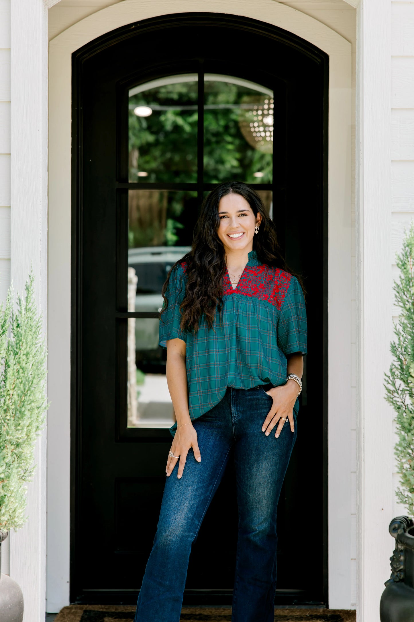Reese Top in Green Plaid