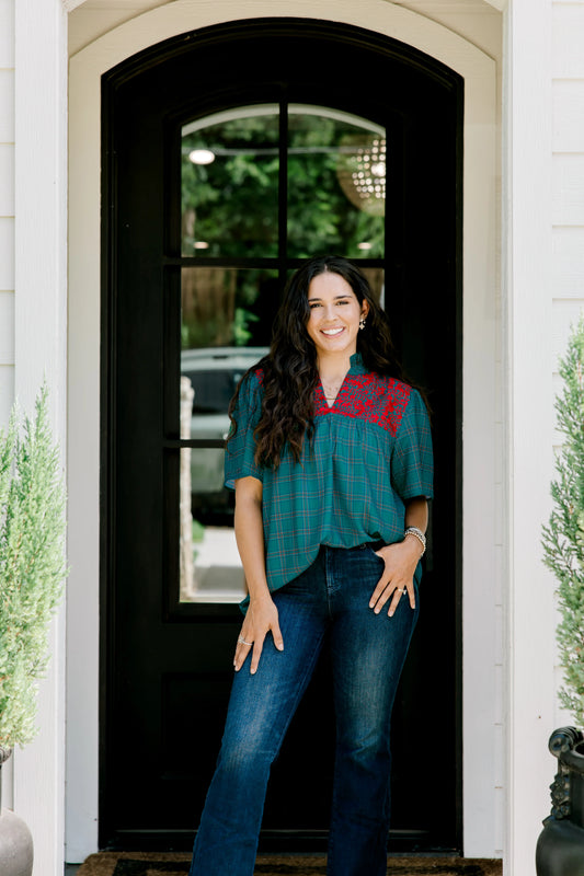 Reese Top in Green Plaid