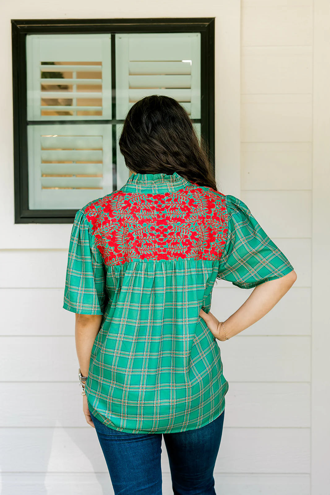 Reese Top in Green Plaid
