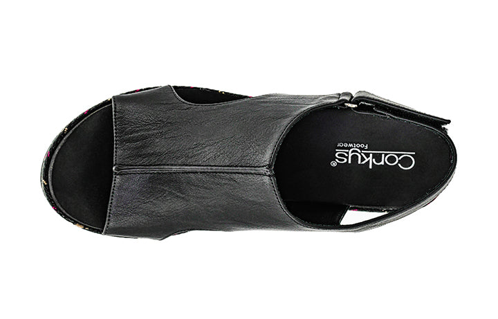 Miss Carley Black Wedges by Corky