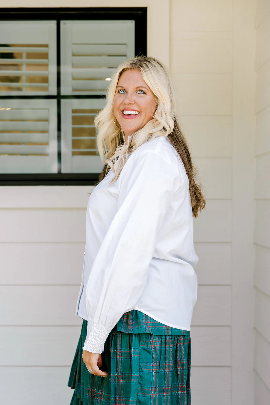 Ruby Snowfall Button Top