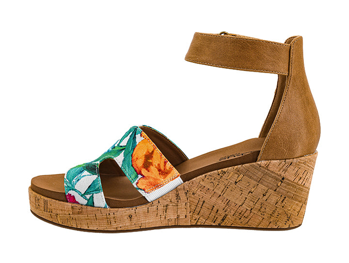 Rom Com White Floral Wedge by Corkys