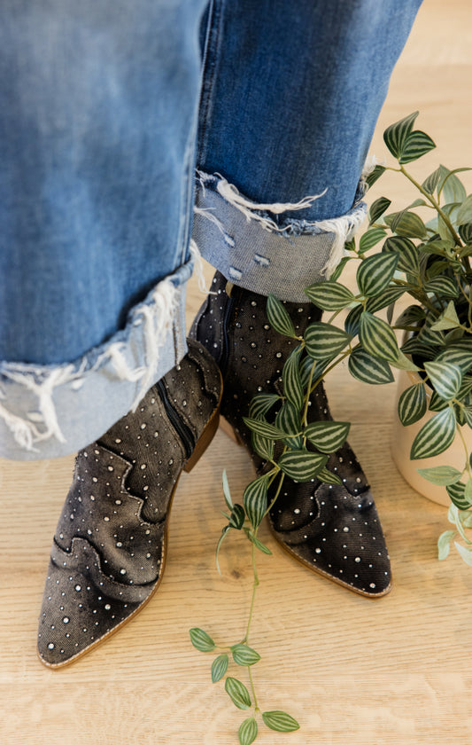 Front Row Black Washed Rhinestones Boots by Corkys - Simply Polished Boutique