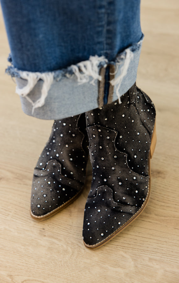 Front Row Black Washed Rhinestones Boots by Corkys - Simply Polished Boutique