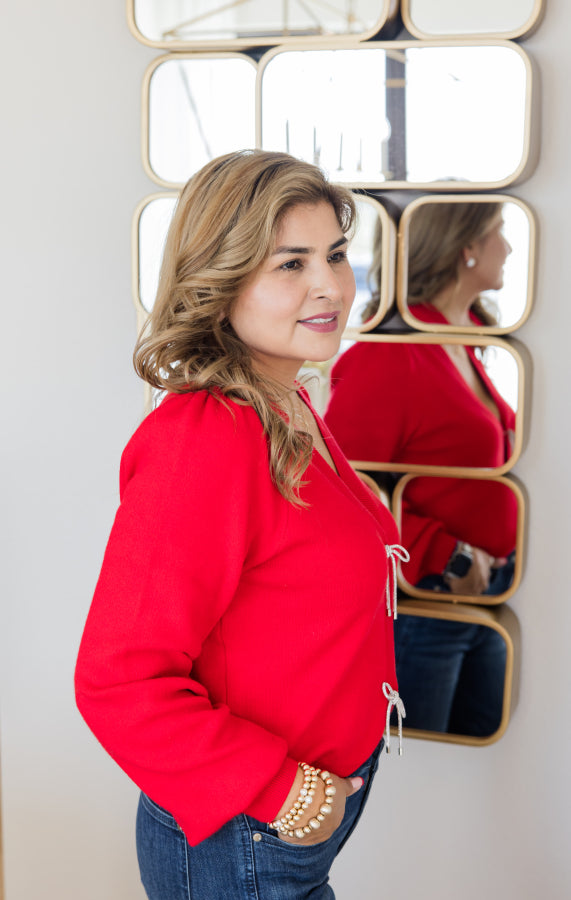 Scarlet Charm Ribbon Blouse - Simply Polished Boutique