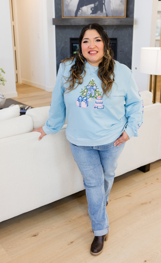 Frosted Noel Embroidered Sweatshirt - Simply Polished Boutique